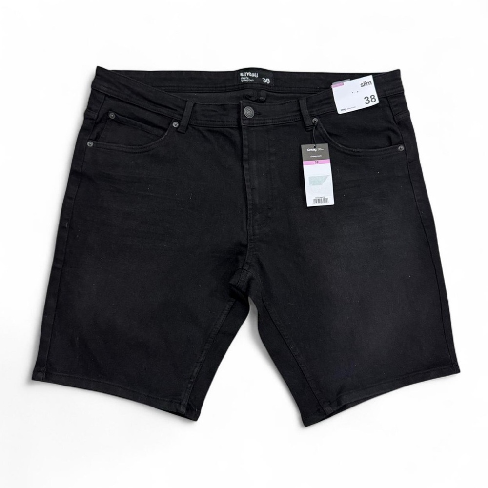 NWT Sinsay Black Denim Slim Shorts Men’s Size 38